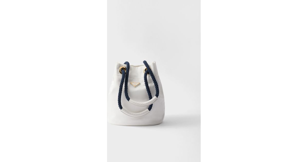 ショルダーバッグ・ポシェット Prada White Nylon Bucket Bag White/Baltic Blue Prada Mariner Re-Nylon small bucket bag