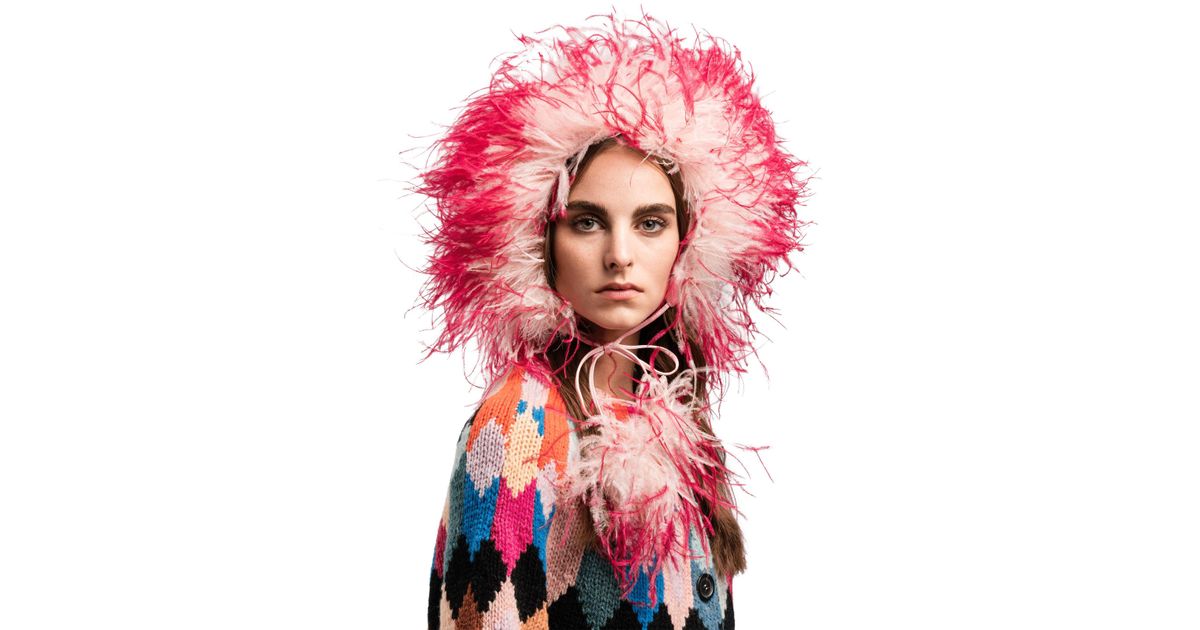 Prada Hat With Marabou Feathers in Pink - Lyst