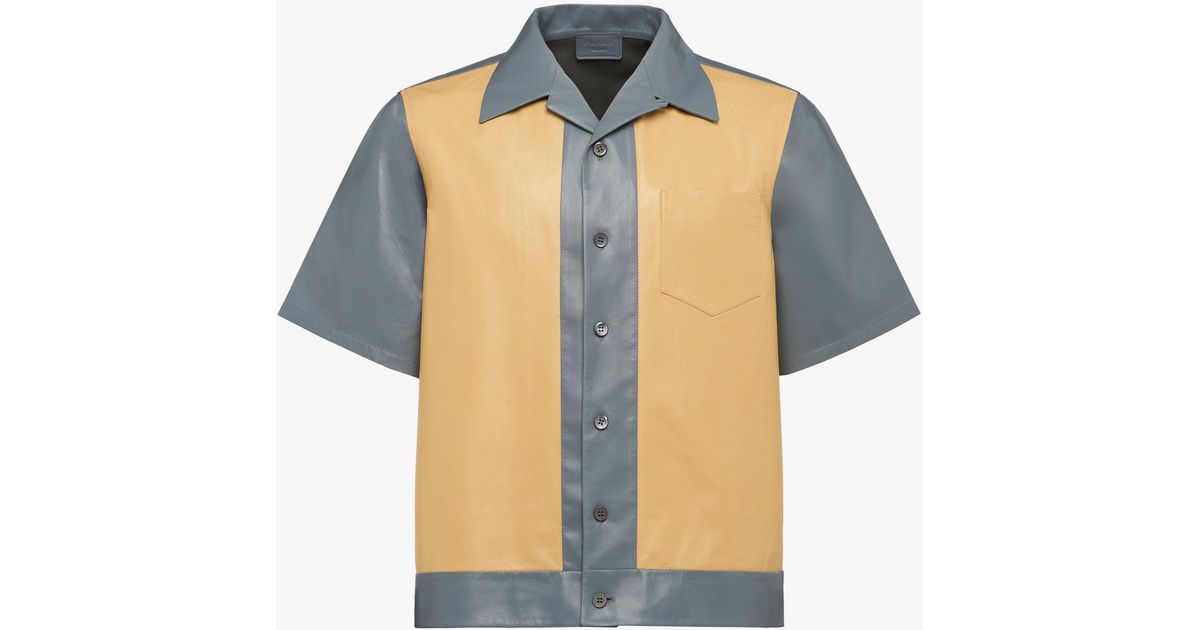 Prada Short-sleeved Leather Shirt in 