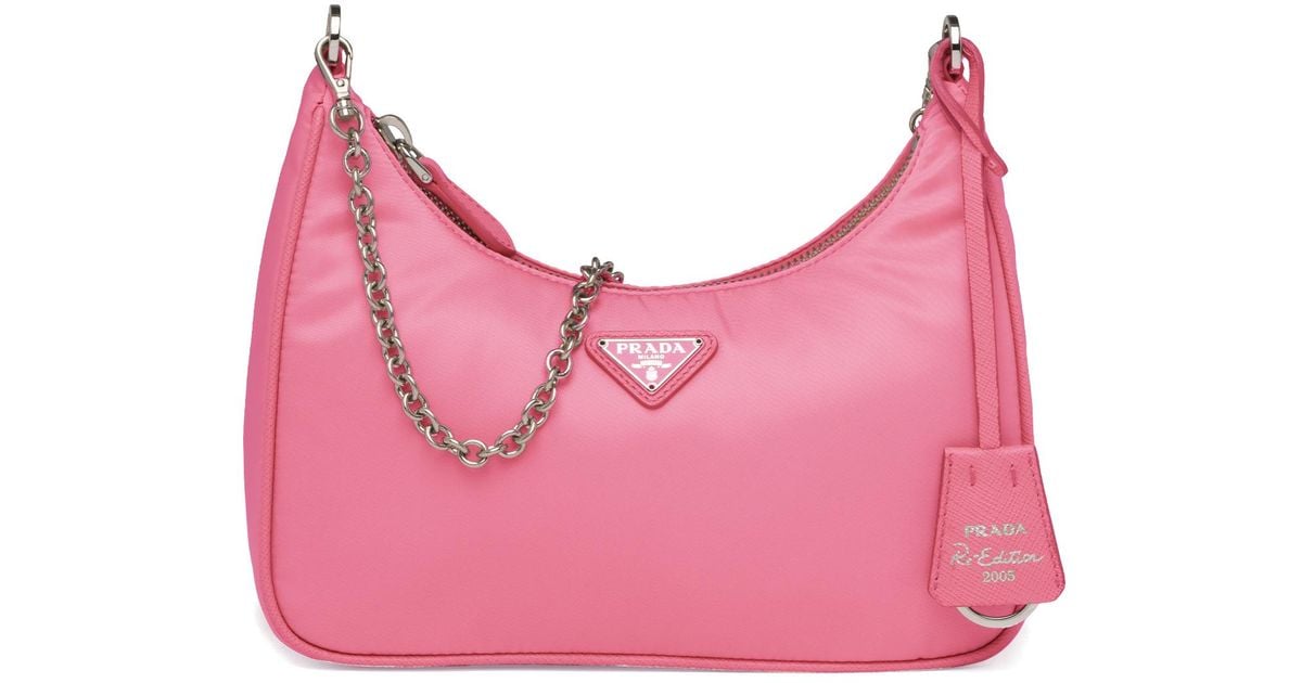 Prada Re-edition 2005 Nylon Shoulder Bag in Pink
