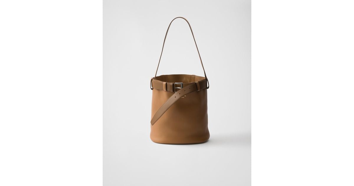 【日本入手困難】Prada Buckle leather bucket bag with belt Caramel Prada Buckle leather bucket bag with belt | PRADA