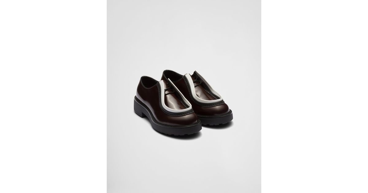 Prada Diapason Opaque Brushed Leather Lace-up Shoes in Black Prada Diapason Opaque Brushed Leather Lace-up Shoes in Black