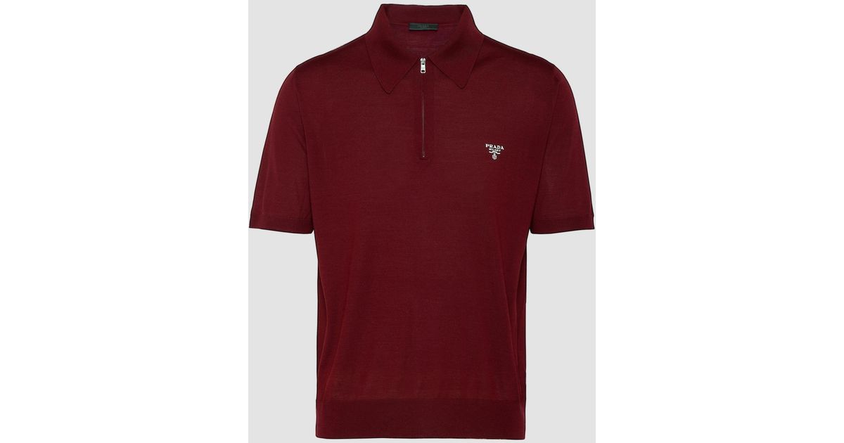 Prada Superfine Wool Polo Shirt in Red for Men Lyst UK