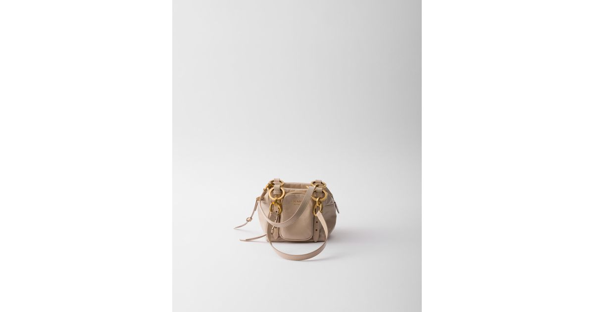 Prada Dangle Leather Top-Handle Mini-Bag in Natural | Lyst