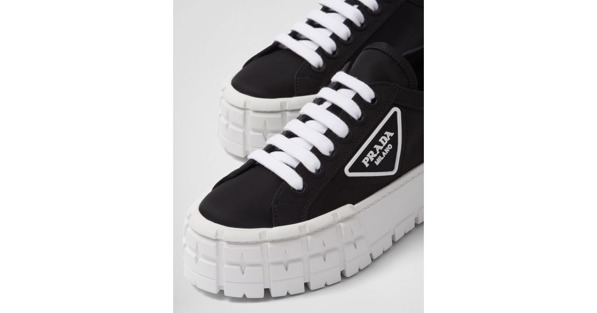 Prada Double Wheel Nylon Gabardine Sneakers in White | Lyst