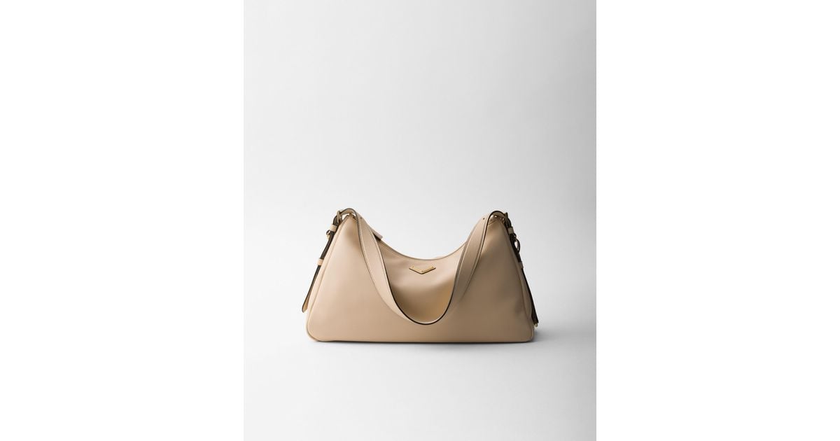 Prada Aimée Large Leather Shoulder Bag in Natural | Lyst