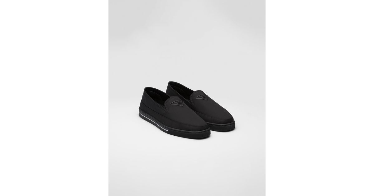 Prada Nylon Slip-on Sneakers in Black for Men | Lyst
