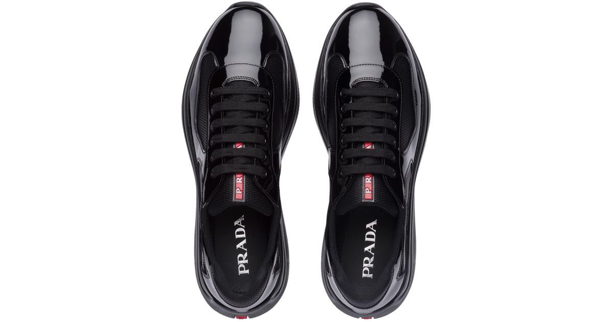 prada patent leather and technical fabric sneakers