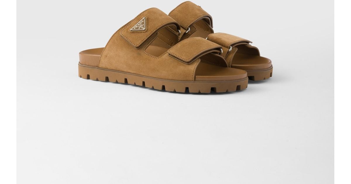 サンダル PRADA 2X3129_054_F0401 SUEDE BAND SANDALS Cinnamon Suede band sandals | PRADA