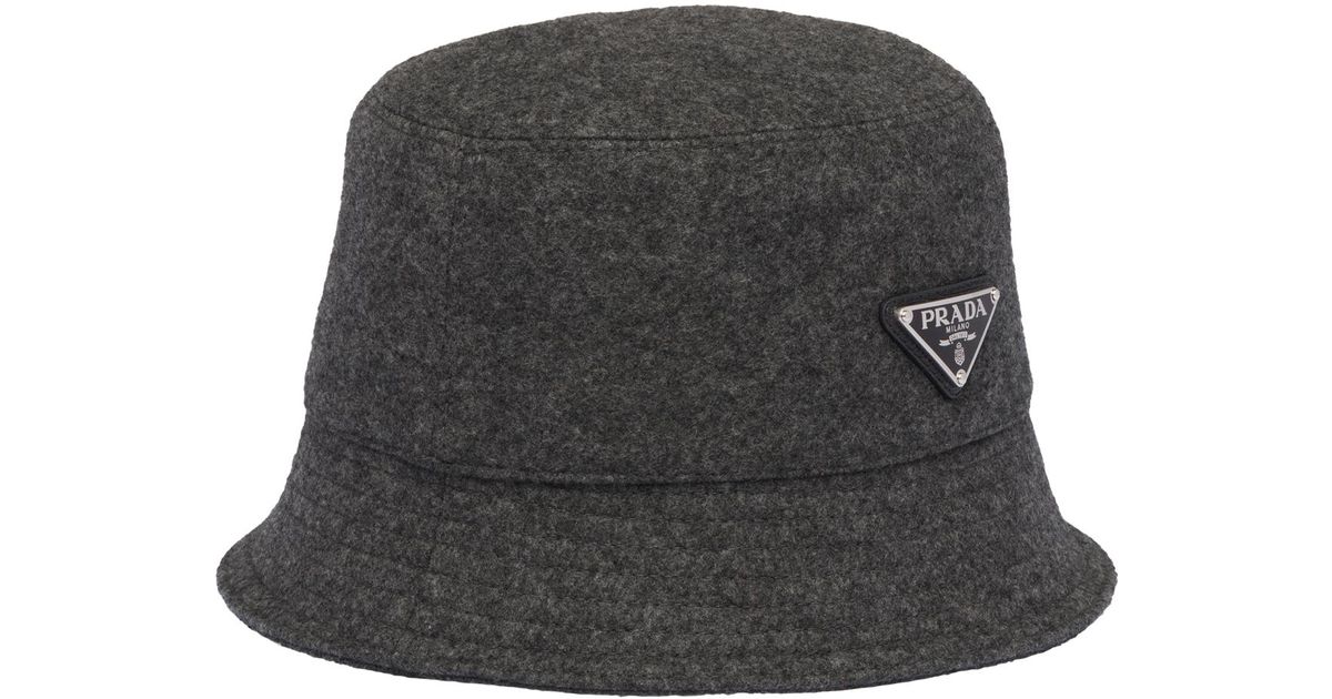 Prada Wool Loden Bucket Hat in Anthracite Gray (Gray) for Men Lyst