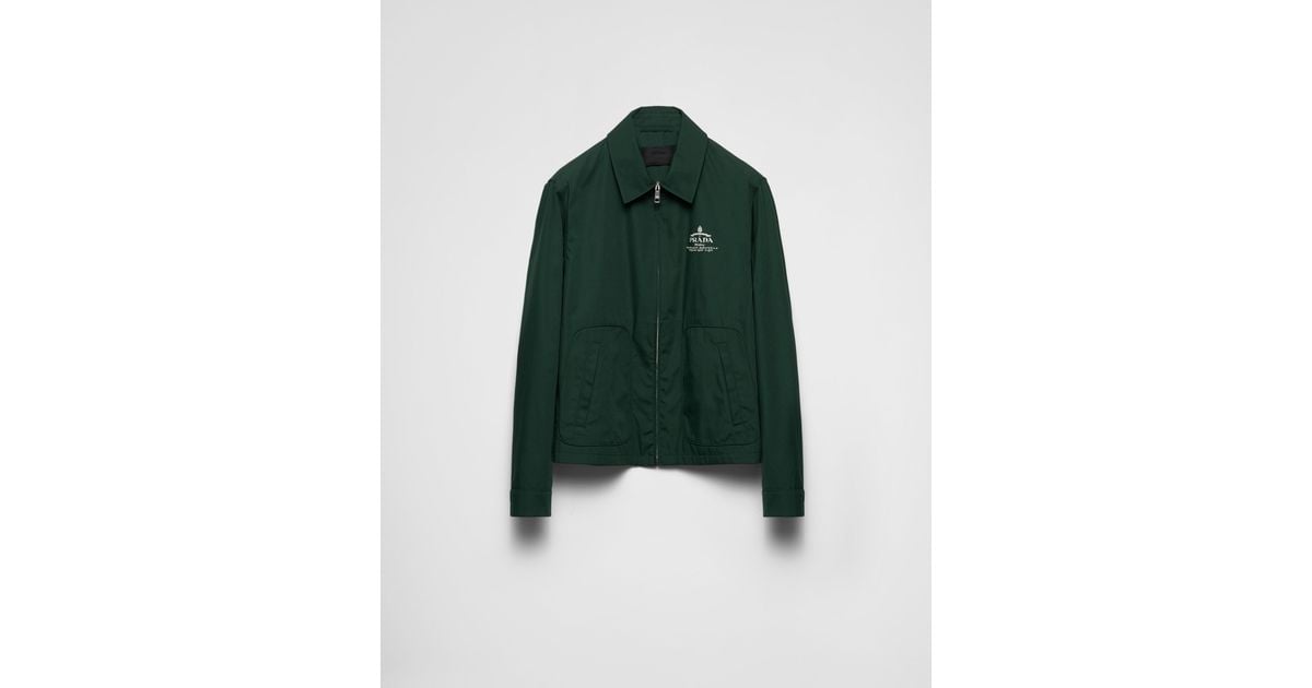 Prada Cotton-blend Logo Jacket in Green for Men | Lyst