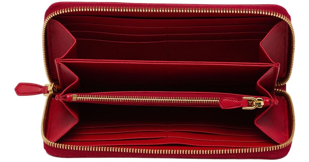 Prada Large Saffiano Leather Wallet in Red Lyst