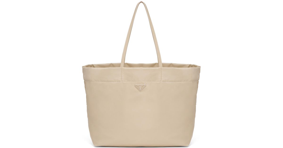 Prada Synthetic Re-nylon And Saffiano Leather Tote Bag in Desert Beige  (Natural) - Lyst