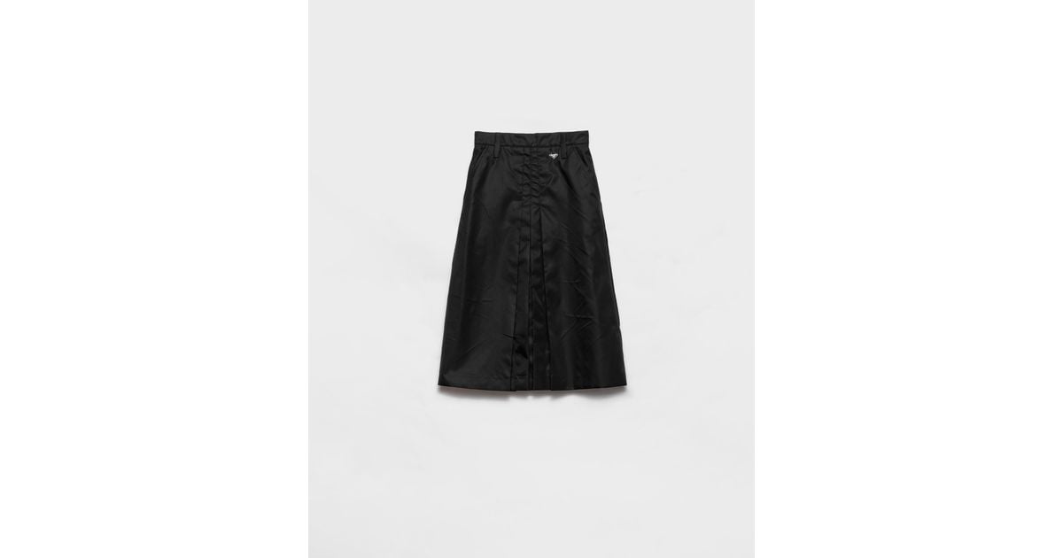 Prada Flared Re-Nylon Skirt in Black | Lyst