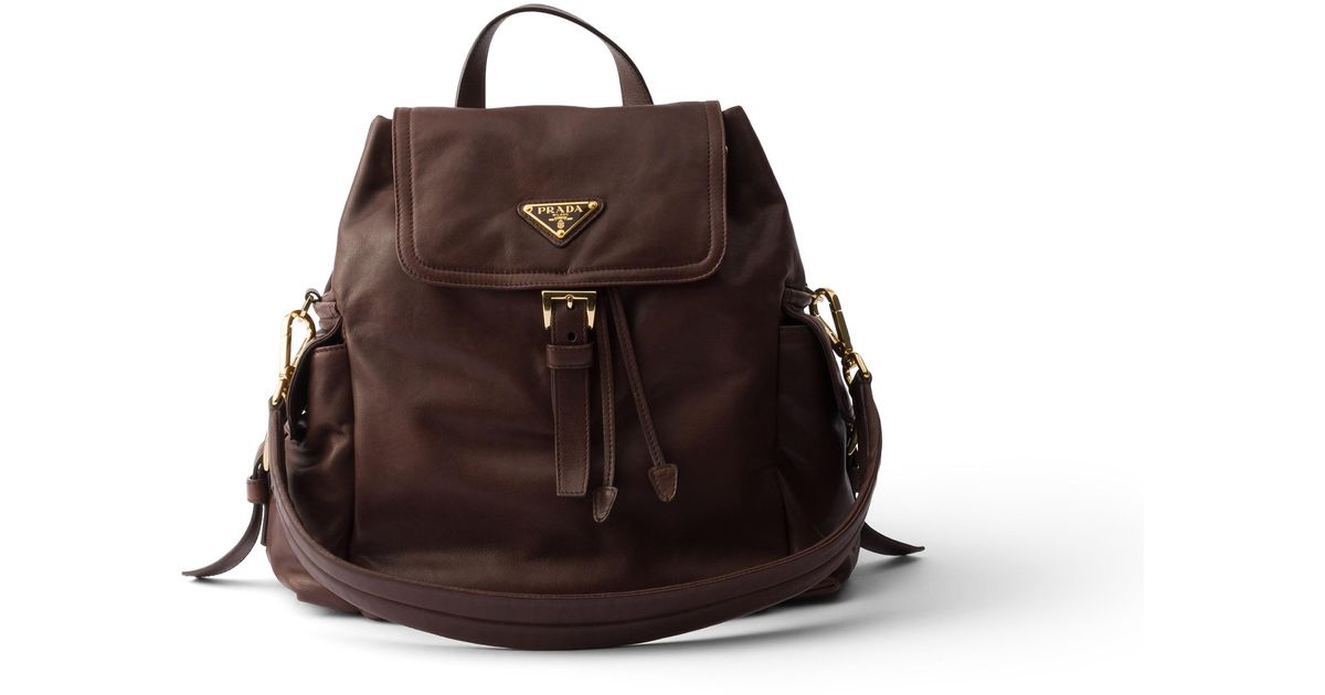 Prada Explore Medium Nappa Leather Backpack in Brown | Lyst