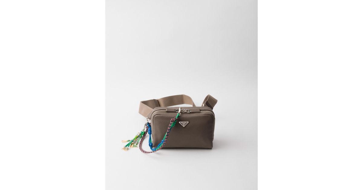 バッグチャーム Prada Brushed Leather Bag Strap Prada Leather Shoulder Bag With Charm for Men | Lyst