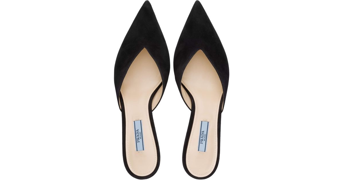prada black suede mules
