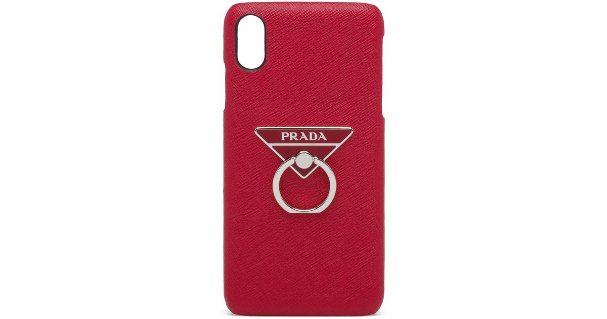 Prada Leather Saffiano Cover For Iphone Xs Max in Red | Lyst