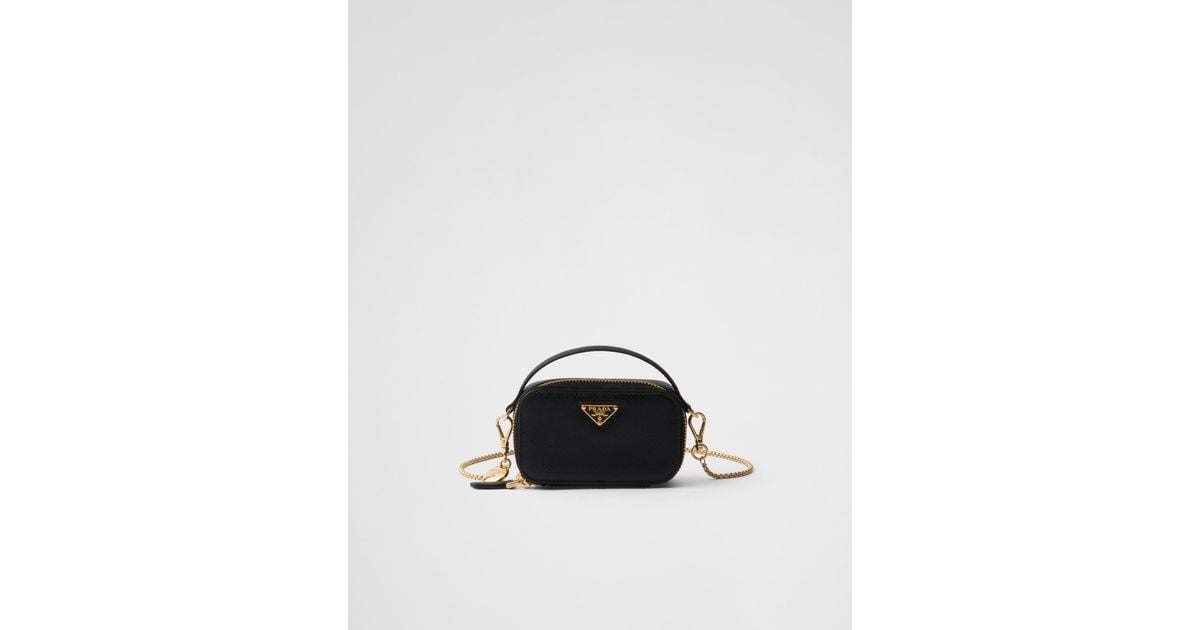 Prada Saffiano Leather Mini Pouch in Black Lyst UK