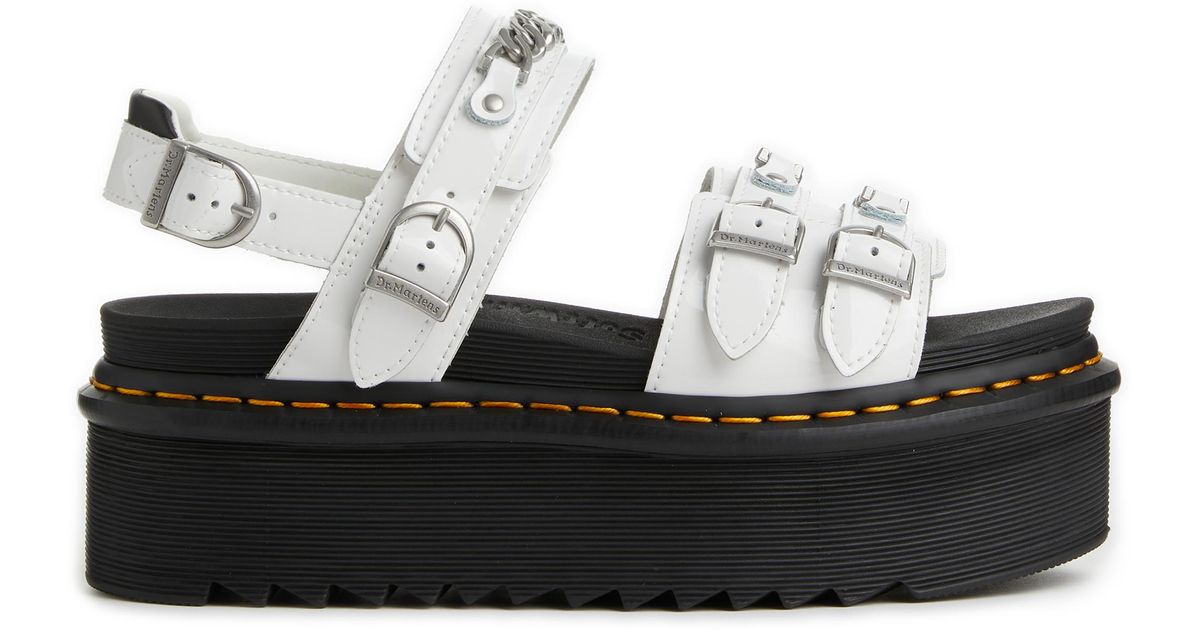 Dr. Martens Voss Ii Quad Chain Leather Sandals in White | Lyst UK