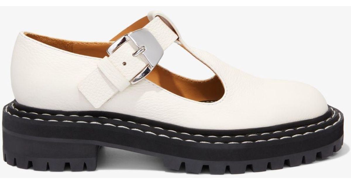 Proenza Schouler Leather Lug Sole Mary Janes in White - Lyst