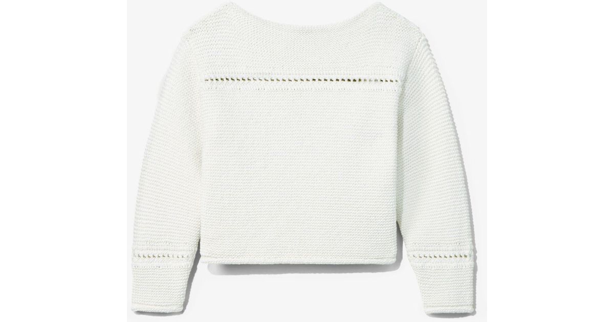 PROENZA SCHOULER WHITE LABEL Cotton Boatneck Sweater in White - Lyst