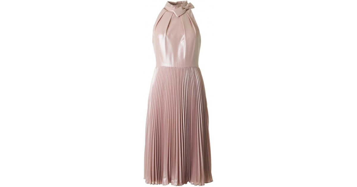 ted baker rose gold pleated dress