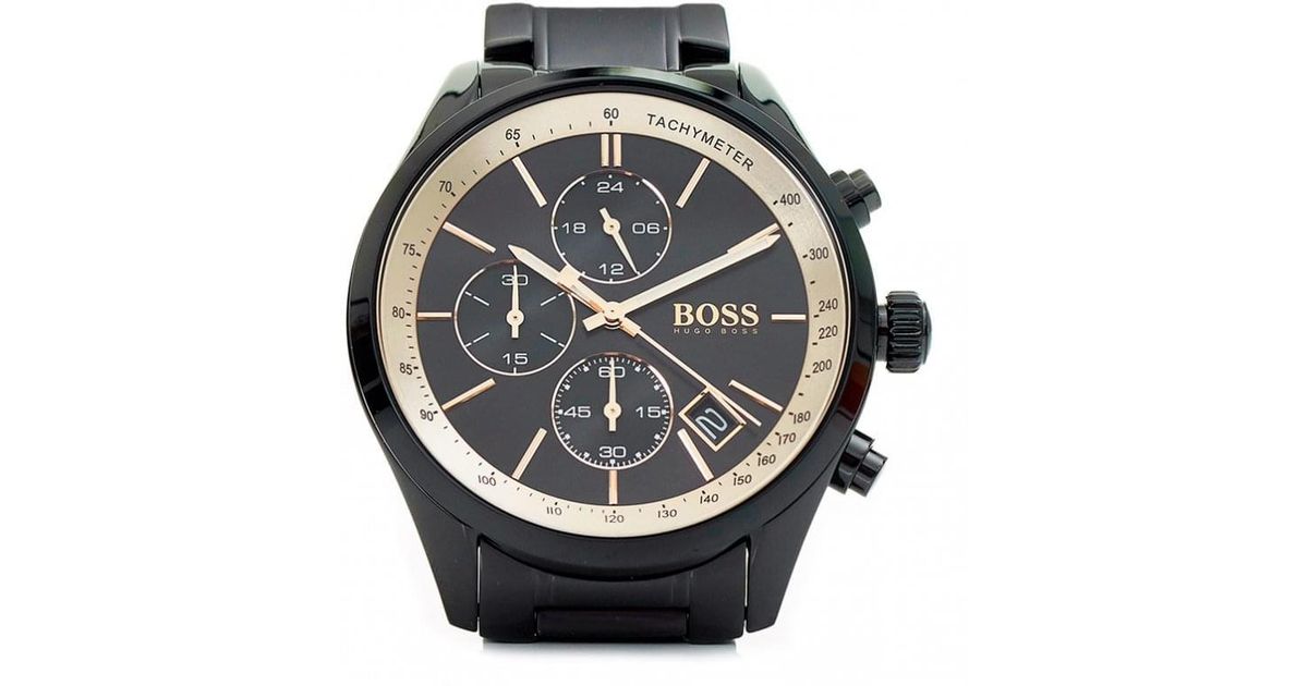 hugo boss grand prix gq black chronograph men's watch