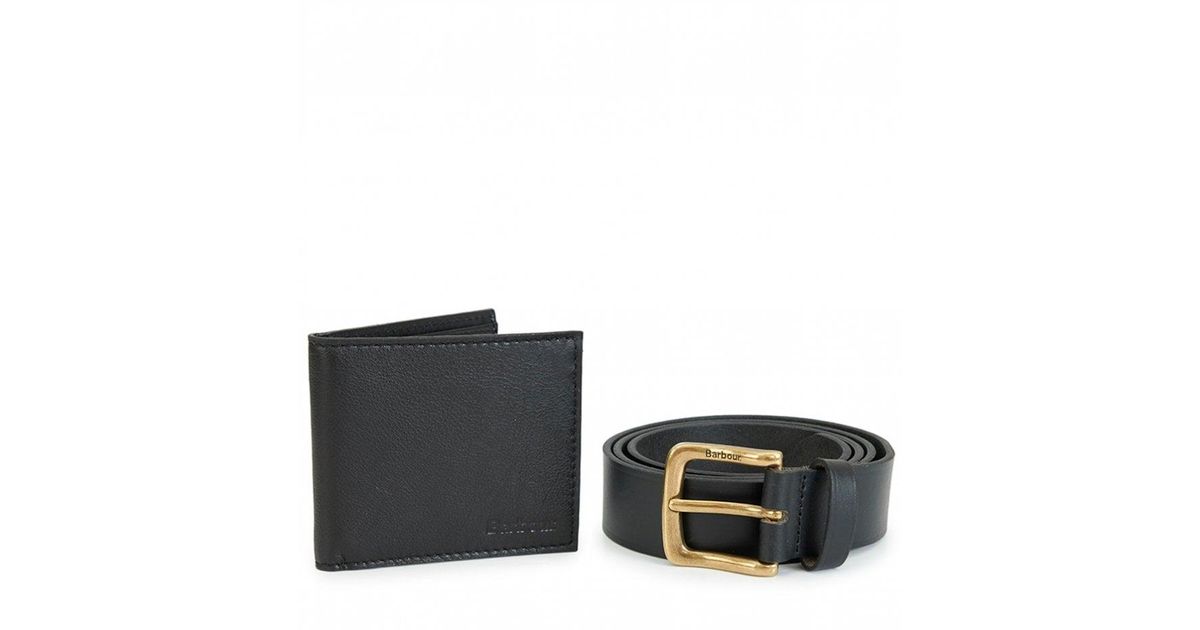 barbour belt and wallet set