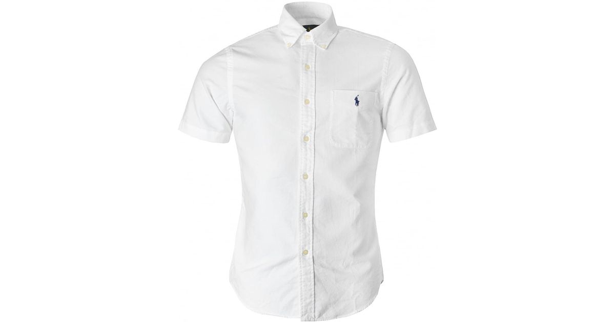 ralph lauren slim fit oxford shirt short sleeve