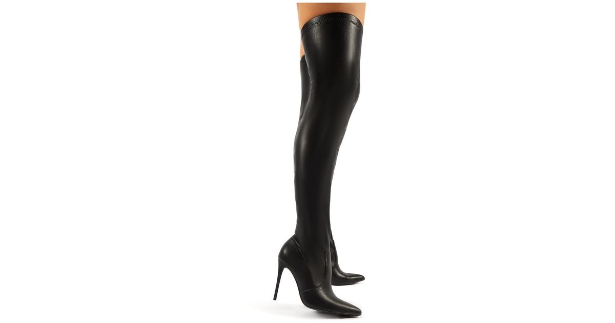 black pu over the knee boots