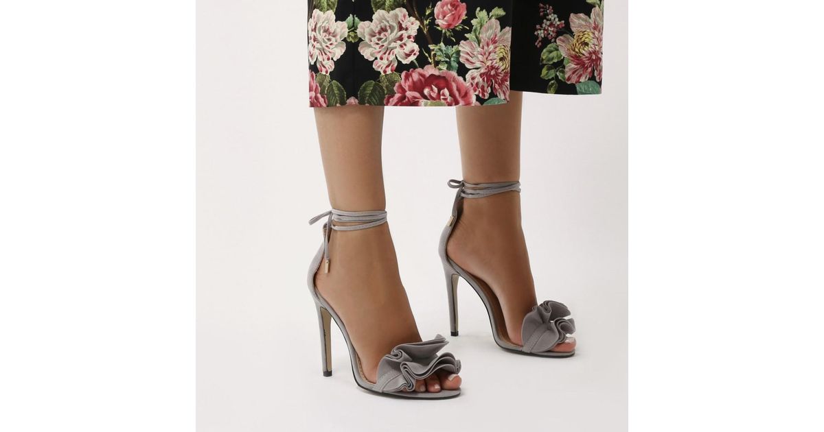 grey ruffle heels