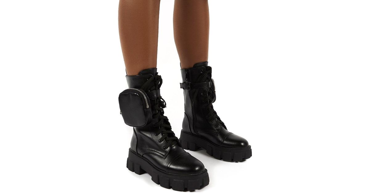 public desire intention chunky calf boot with pouch