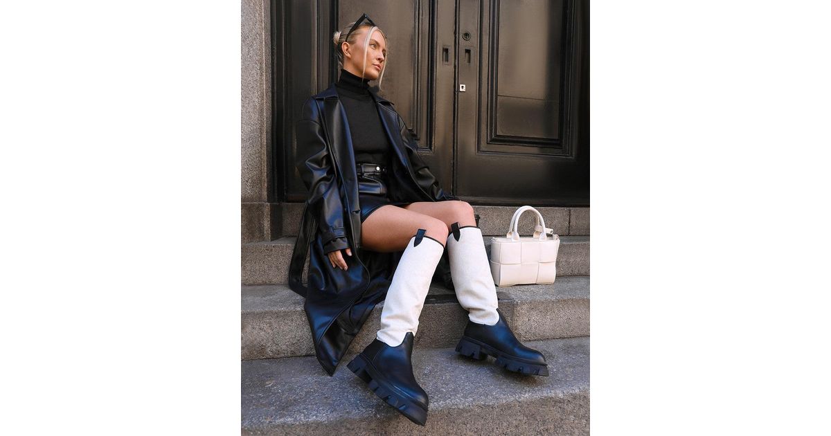 Public Desire Genius Black Pu Knee High 