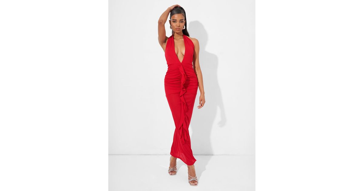 Deep plunge cheap maxi dress