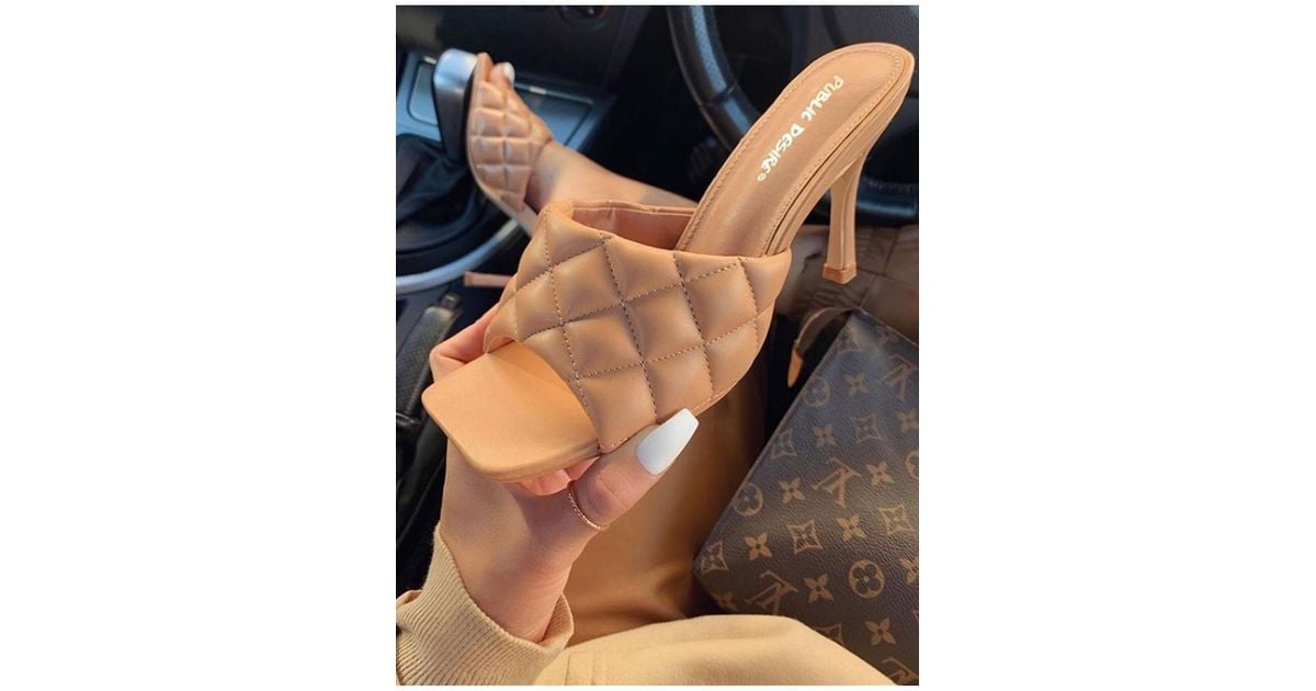 nude quilted heels