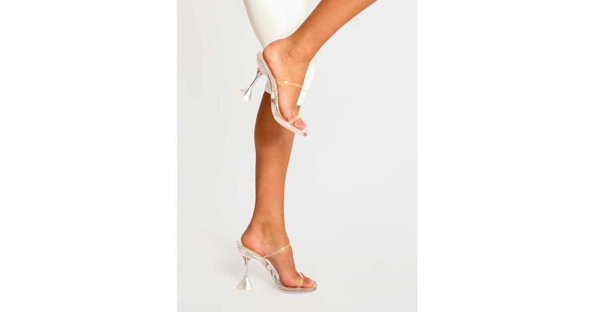 Public Desire Nineties Baby Clear Perspex Double Strap High Heel