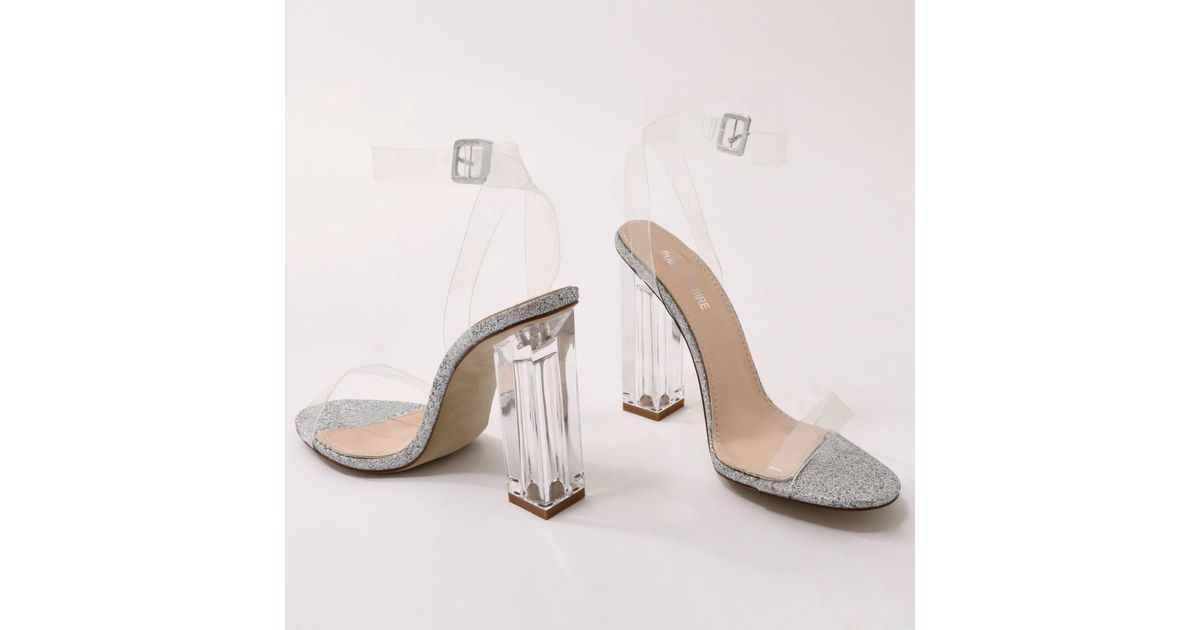 alia strappy perspex high heels in clear nude