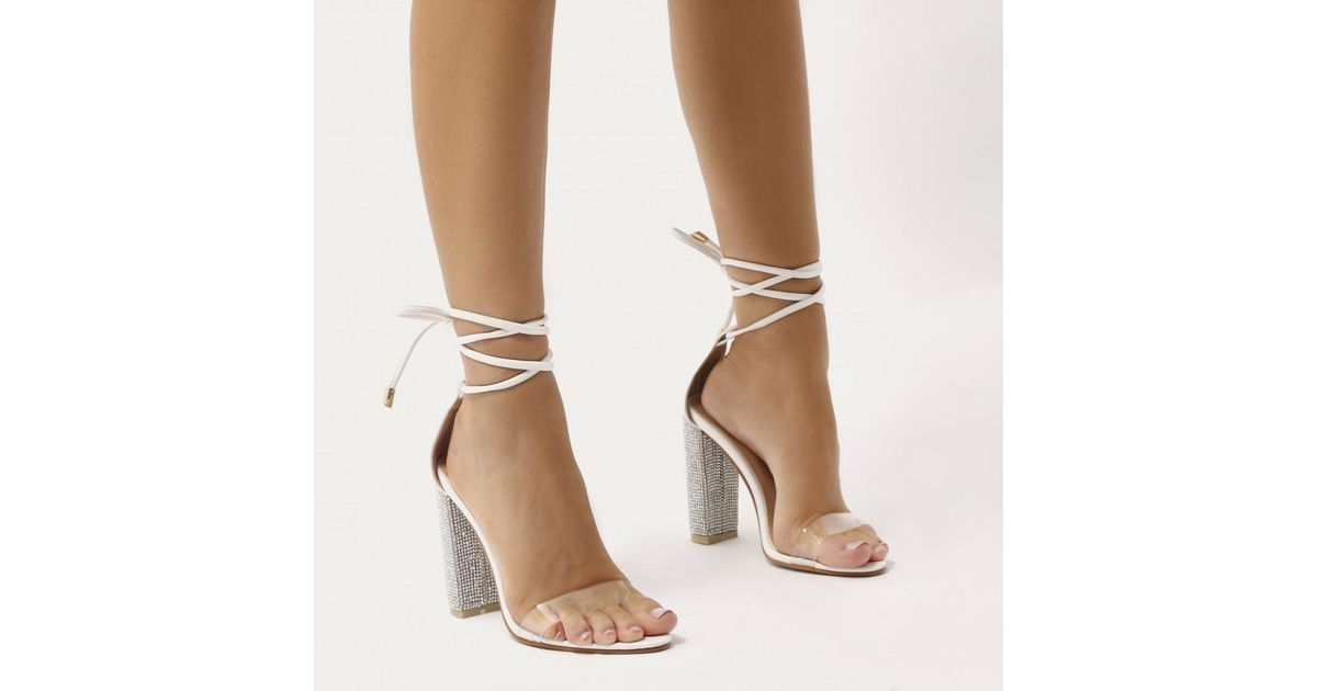 white diamante heels