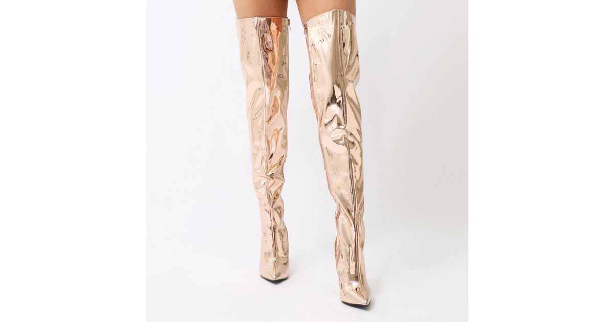 rose gold over the knee boots