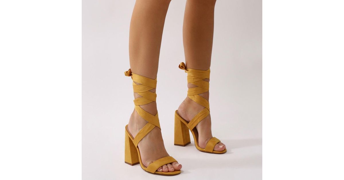 mustard suede heels
