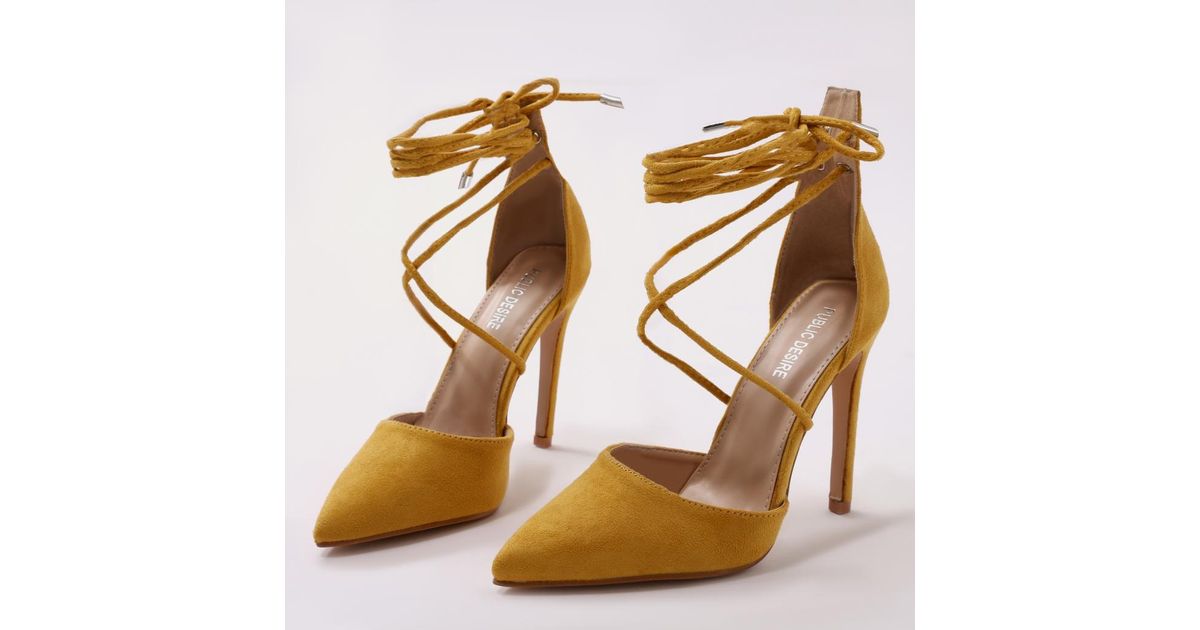 mustard suede court shoes