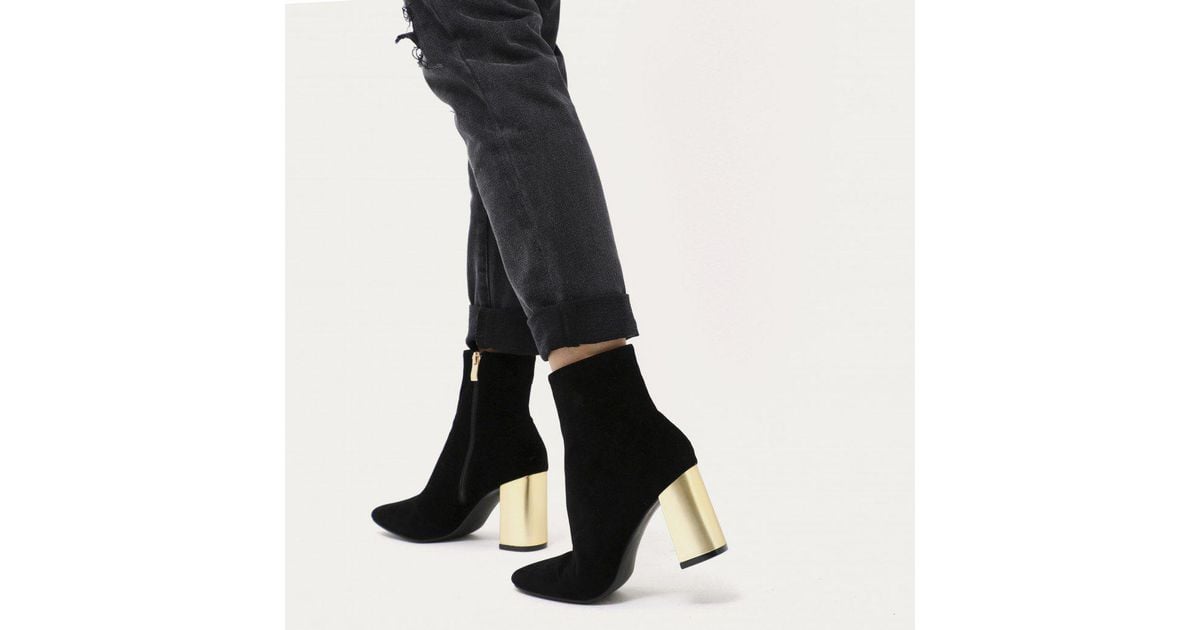 Black/Gold Pattern Print Open Toe Heel Booties – Munroe Shoetique
