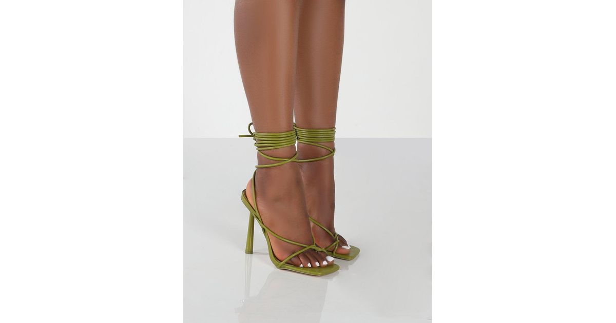 olive strappy heels