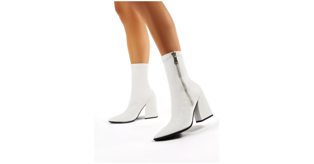 white sock fit ankle boots