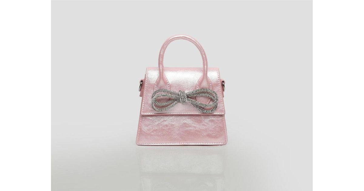 Public Desire The Indy Pink Pu Diamante Bow Mini Bag Lyst