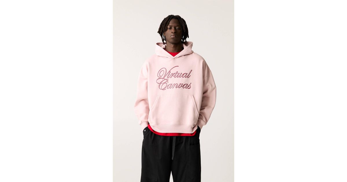 Pull Bear Virtual Canvas Hoodie in Pink for Men Lyst UK