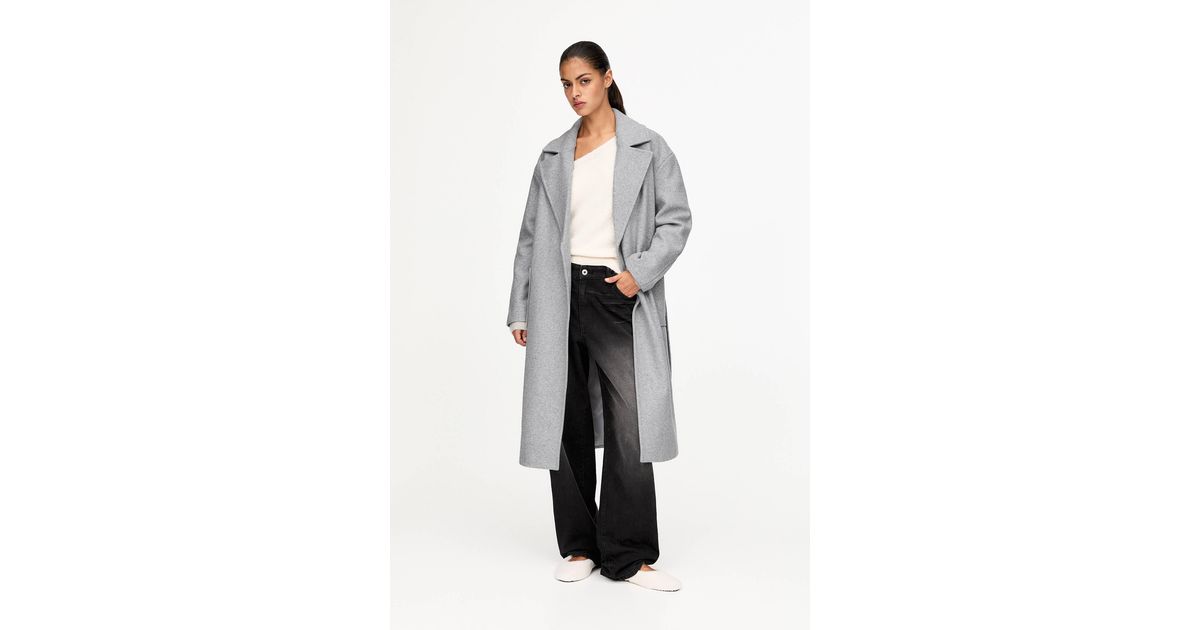 Pull and bear grey coat hot sale