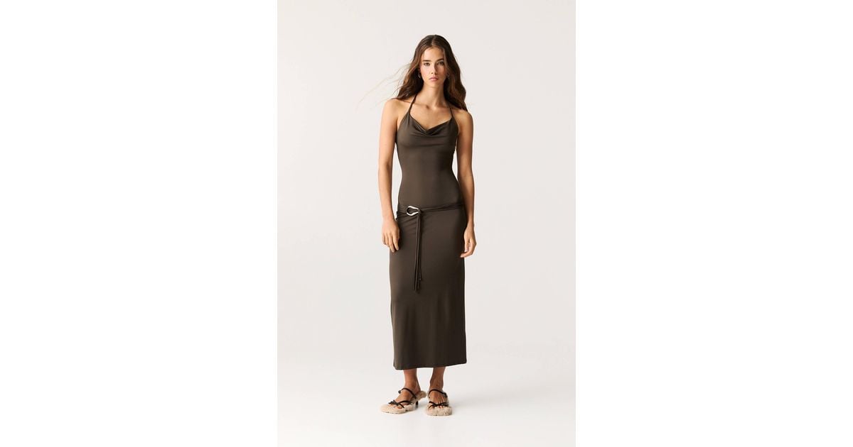 brown long sleeve off the shoulder dress Otis Off-Shoulder Long Sleeve Maxi Viscose Knit Dress – NÓRA