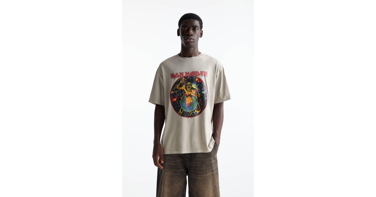 Pull Bear Iron Maiden T Shirt for Men Lyst UK